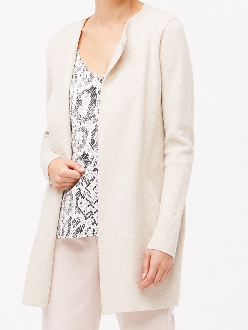 J.Crew Factory Vanessa Sweater Jacket XL Oatmeal Long Open Front Cardigan